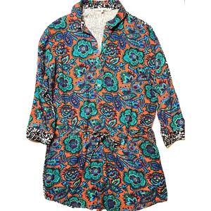 RACHEL Rachel Roy Multi-color Abstract Floral   Drawstring Tunic Sz XL W…